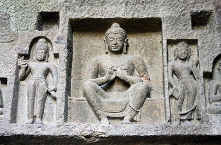 Gautama Buddha in Kanheri cavesの写真素材