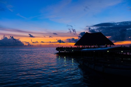 maldives sunsetの写真素材