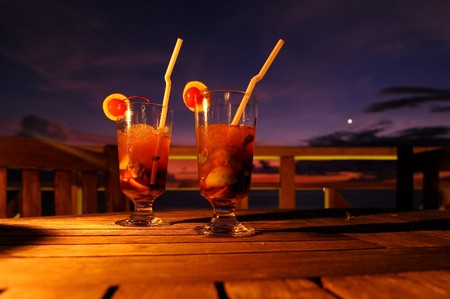 cocktail by sunsetの写真素材