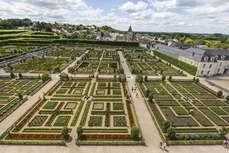 The castle gardens of Chateau de Villandry in Indre-et-Loir, Franceのeditorial素材
