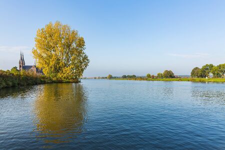 Land van Cuijk, agricultural landscape at the small village Cuijk and the Meuse river, the...