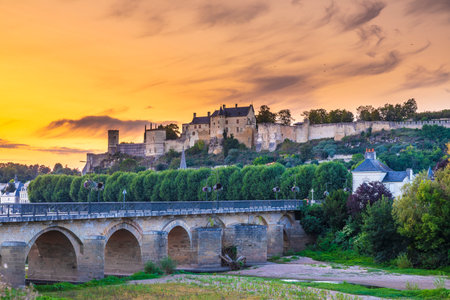 Chinon is located in the heart of the Val de Loire, France. Well known for its wines as well as its castle the ChÃ¢teau de Chinon and historic town. Chinon played an important and strategic roleのeditorial素材