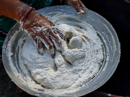 Bori is a form of dried lentil dumplings popular in Bengali cuisine. It is made from a paste of urad dal and winter melon which is sun-dried for 3â5 days.の写真素材