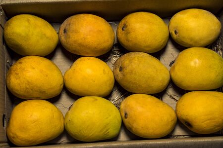 Fresh Mangos arranged in Basket