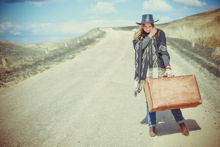 hitchhiking around the country and the worldの写真素材