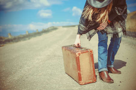 summer sunny day for a lonely travelの写真素材