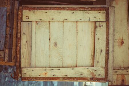 Old wooden box of boardsの写真素材