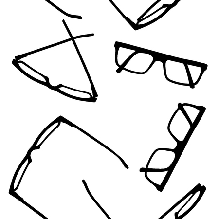 Seamless pattern. Black glasses frames.のイラスト素材