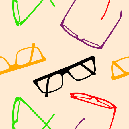 Seamless pattern. Multicolored glasses frames.のイラスト素材