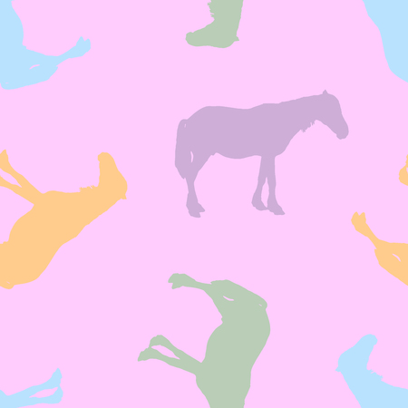 Seamless pattern. Silhouette of a horse.のイラスト素材