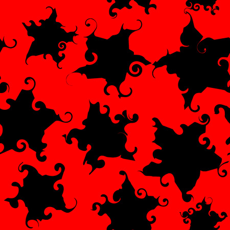 Seamless pattern. Black blots on a red background.のイラスト素材