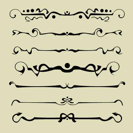 Decorative graphic elements of the vignette for the design of pages, letters, congratulations, invitations, diplomas and other documents.のイラスト素材