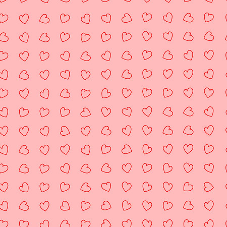 Seamless pattern. Geometric, symmetrical pattern of hearts on a pink background. Drawing for wedding invitations, packing gifts and festive decorations.のイラスト素材