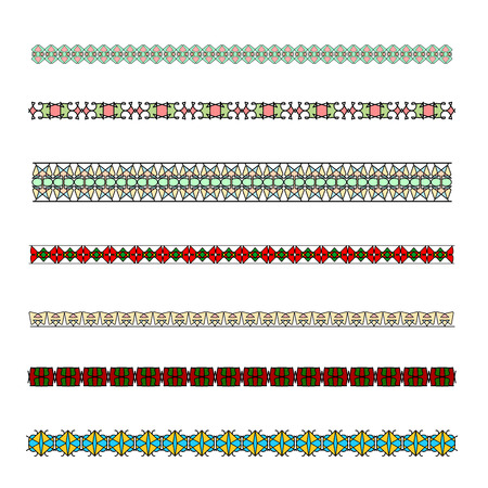 Colored borders patterned strip for design.Patterned, decorative frame for decorating invitations, postcards and other printed products.のイラスト素材