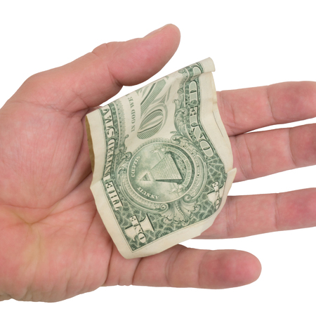 crumpled dollar billの写真素材
