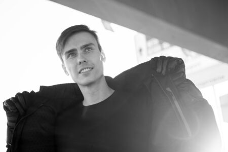 Portrait of handsome white young man.の写真素材