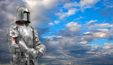 Knight in helmet and metal armor.の写真素材
