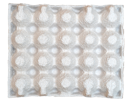 Paper packaging for chicken eggs on a white background. View from the top.の写真素材