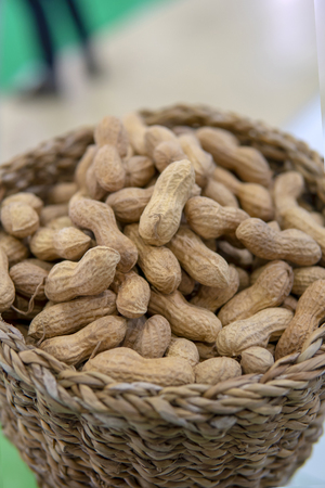 Peanuts in shell and peeled.の写真素材