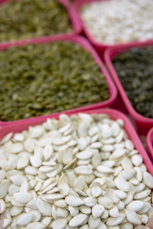 Ripe pumpkin seeds.の写真素材