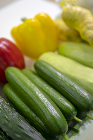 Cucumbers, zucchini and sweet Bulgarian pepper.の写真素材