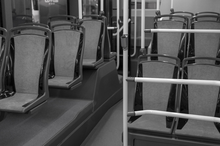 Salon modern bus. Seats for passengers.の写真素材