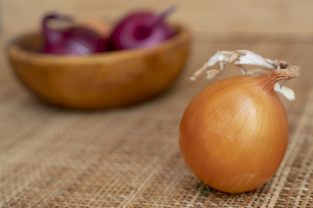 Yellow and red onions.の写真素材