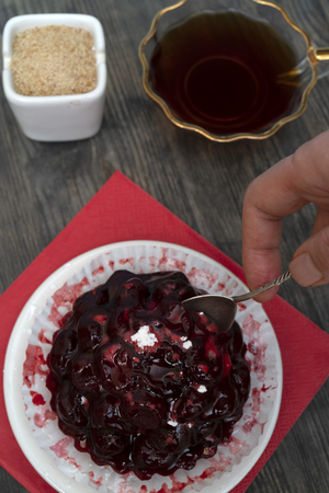 Fresh cherry cake.の写真素材