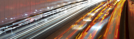 Light lines of car headlights.