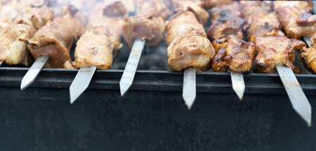 Cooking barbecue on the coals.の写真素材