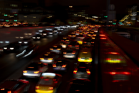 Light lines of car headlights.の写真素材