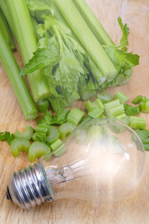Fresh, green, healthy, tasty celery - positive energy for your health.の写真素材