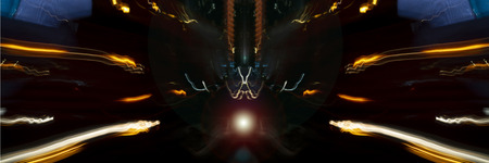 glowing lines in black space. Abstract background with lines and glowの写真素材