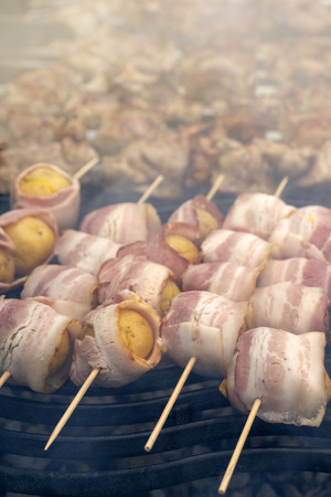 Cooking barbecue on the coals.の写真素材