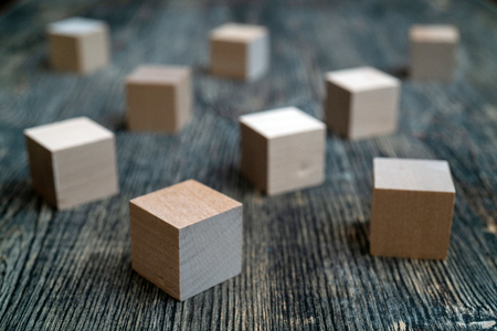 Wooden cubes on the table.の写真素材