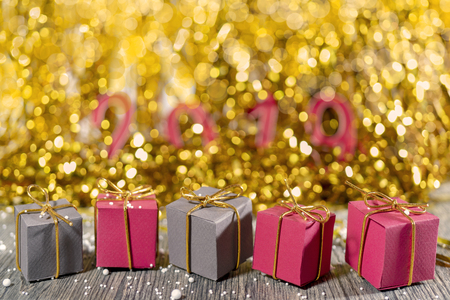 Christmas gift boxes. Copy space.の写真素材