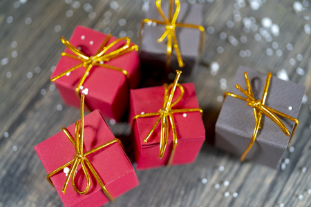 Christmas gift boxes. Copy space.の写真素材