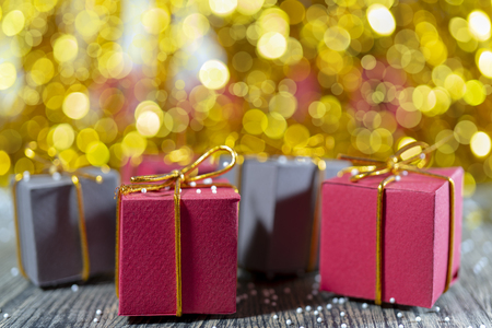 Christmas gift boxes. Copy space.の写真素材
