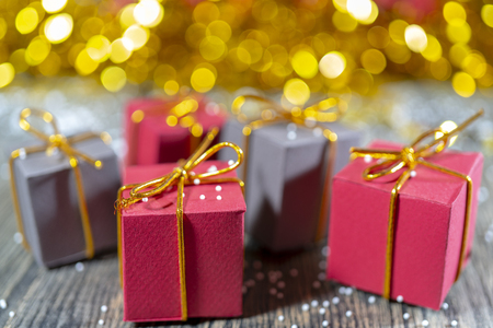 Christmas gift boxes. Copy space.の写真素材