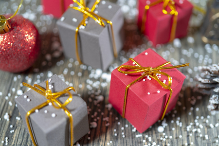 Christmas gift boxes. Copy space.の写真素材
