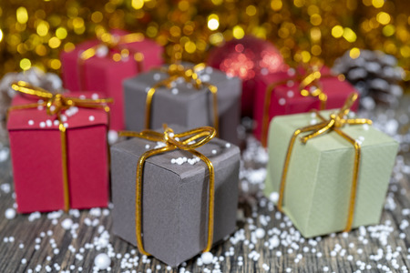 Christmas gift boxes. Copy space.の写真素材