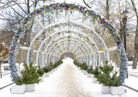 Christmas arch with decorations.の写真素材