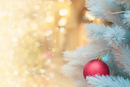 Christmas background - branches, toys, snow.の写真素材