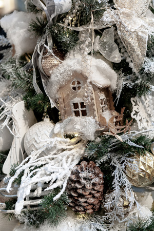 Christmas fir tree with decorations.の写真素材