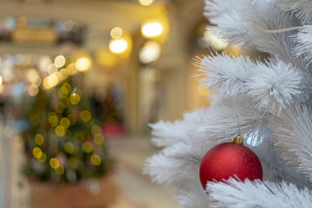 Christmas background - branches, toys, snow.の写真素材