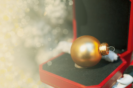 Christmas background - branches, toys, highlights. Place for congratulations.の写真素材
