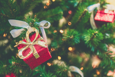 Christmas fir tree with decorations.の写真素材