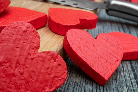 Red hearts postcard valentines day.の写真素材