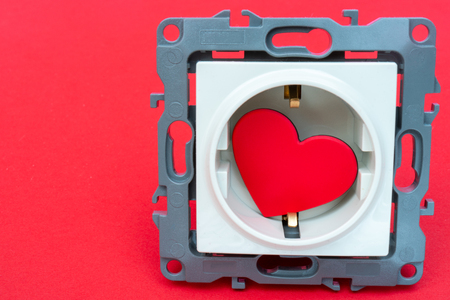 Heart in an electric socket - Valentine's Day postcard