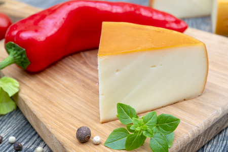 Fresh, round cheese.の写真素材